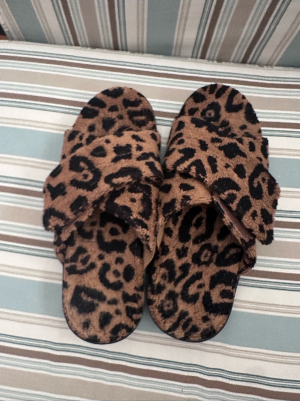 Vionic Leopard Print Plush Slide Sandals - Brown & Black